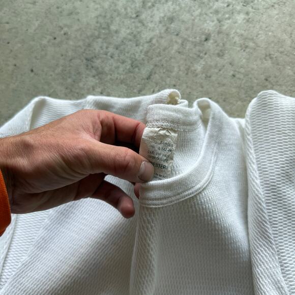 Men's Vintage 90's Forester White Thermal Long John's Waffle Knit Shirt Sz Large - Picture 4 of 7